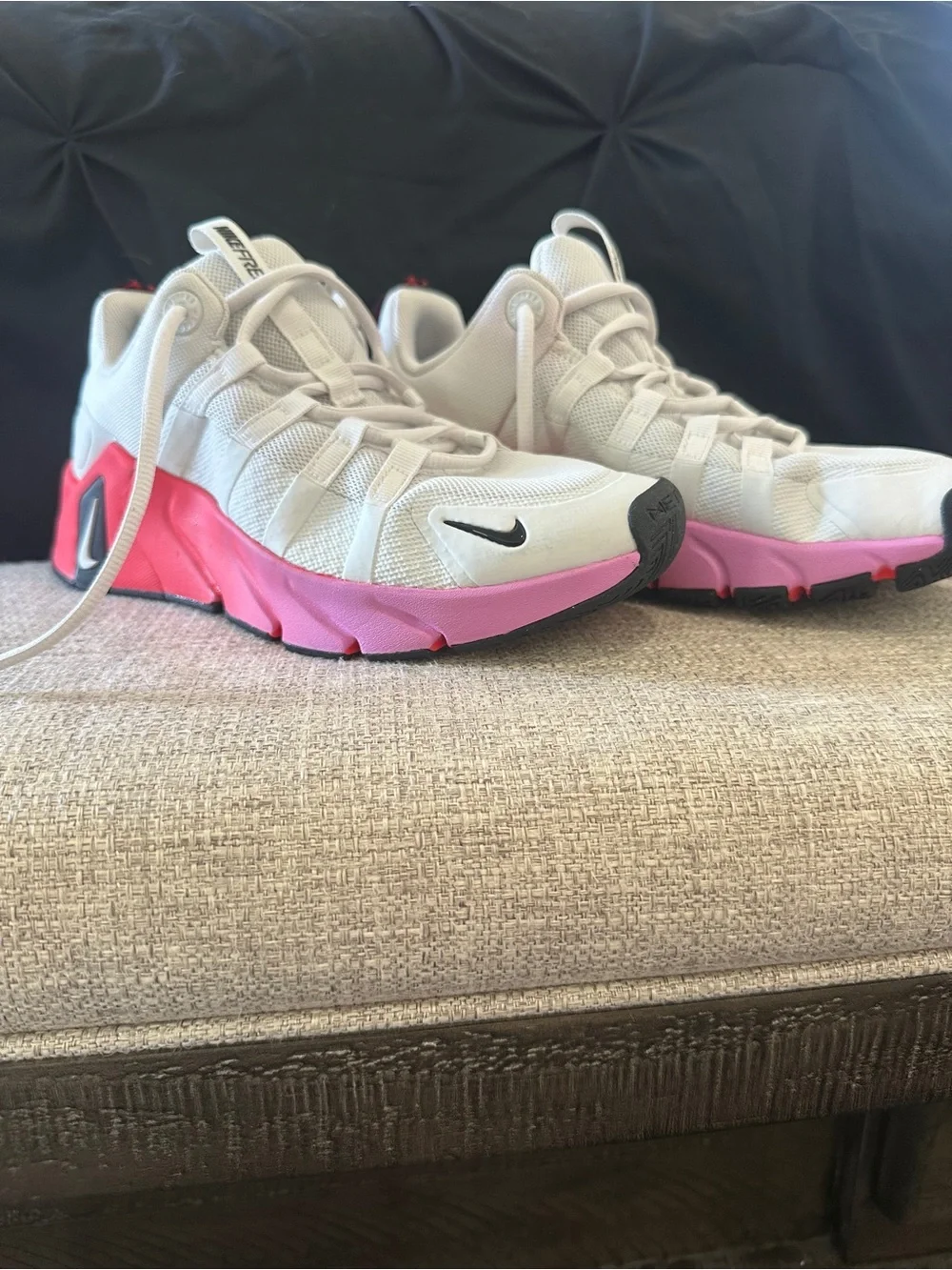 Nike White Athletic Sneakers with Pink Midsole